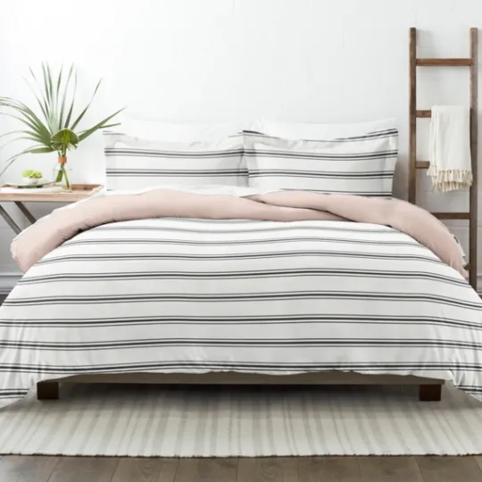 Kirkland's Home Rose Pink Echo Stripe 2-Pc. Twin Duvet Cover Set- Duvets