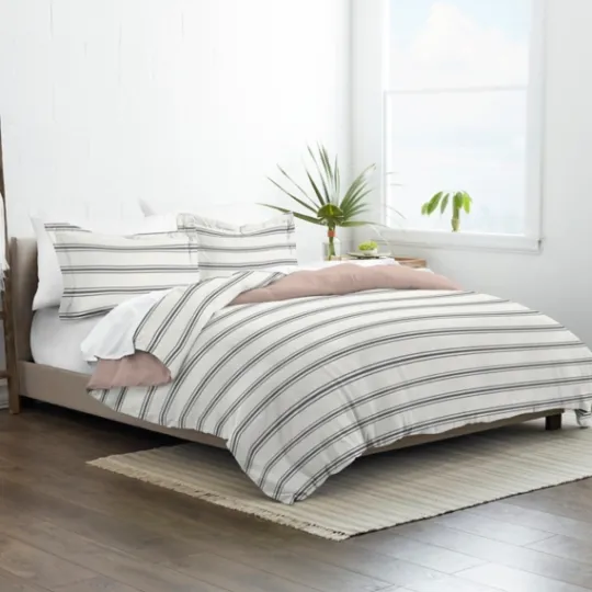 Kirkland's Home Rose Pink Echo Stripe 2-Pc. Twin Duvet Cover Set- Duvets
