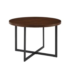 Kirkland's Home Round And Black X Base Dining Table- Dining Tables