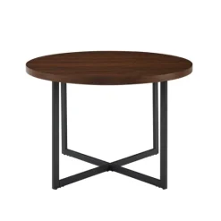 Kirkland's Home Round And Black X Base Dining Table- Dining Tables