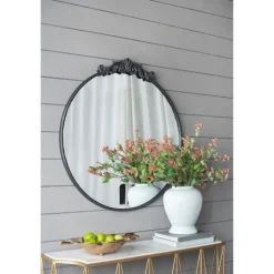 Kirkland's Home Round Antique Floral Scroll Mirror, 39 In.- Decorative Mirrors