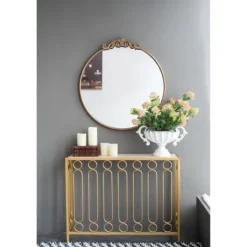 Kirkland's Home Round Antique Floral Scroll Mirror, 32 In.- Decorative Mirrors