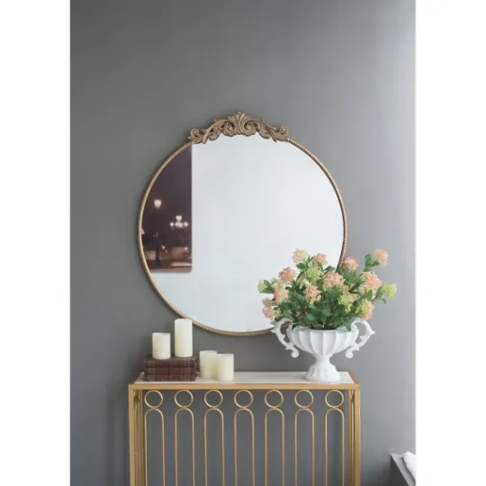 Kirkland's Home Round Antique Floral Scroll Mirror, 39 In.- Decorative Mirrors