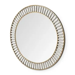 Kirkland's Home Round Antique Gold Double Beaded Mirror- Decorative Mirrors