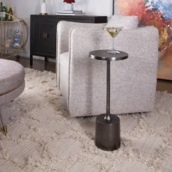 Kirkland's Home Round Antique Nickel Accent Table- Accent & End Tables