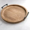 Kirkland's Home Round Beaded Wood Decorative Tray- Decorative Trays