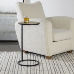 Kirkland's Home Round Black And Gold Metal C-Table- Accent & End Tables