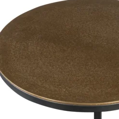 Kirkland's Home Round Black And Gold Metal C-Table- Accent & End Tables