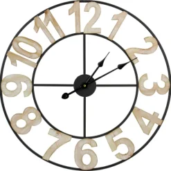 Kirkland's Home Round Black Metal Open Face Wall Clock- Clocks