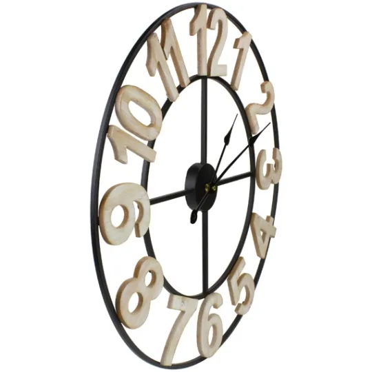 Kirkland's Home Round Black Metal Open Face Wall Clock- Clocks