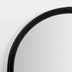 Kirkland's Home Round Black Rattan Wall Mirror- Decorative Mirrors