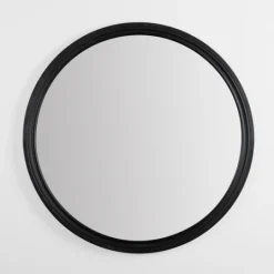 Kirkland's Home Round Black Wood Ridged Mirror- Decorative Mirrors