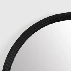 Kirkland's Home Round Black Wood Ridged Mirror- Decorative Mirrors