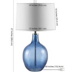 Kirkland's Home Round Blue Textured Glass Table Lamp- Table Lamps