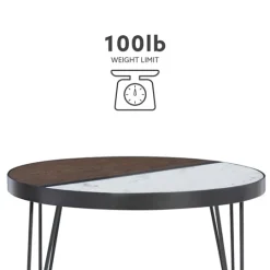Kirkland's Home Round Brown Wood And White Marble Top Coffee Table- Coffee Tables