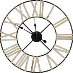 Kirkland's Home Round Carved Block Open Face Wall Clock- Clocks