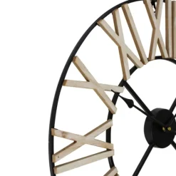 Kirkland's Home Round Carved Block Open Face Wall Clock- Clocks