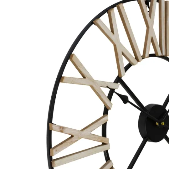 Kirkland's Home Round Carved Block Open Face Wall Clock- Clocks