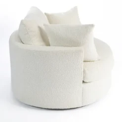 Kirkland's Home Round Cream Boucle Swivel Accent Chair- Accent Chairs