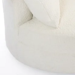 Kirkland's Home Round Cream Boucle Swivel Accent Chair- Accent Chairs