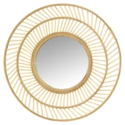 Kirkland's Home Round Double Frame Rattan Mirror- Decorative Mirrors