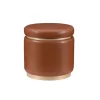 Kirkland's Home Round Faux Leather Storage Ottoman- Benches & Ottomans