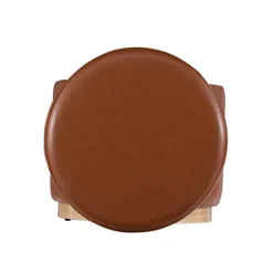 Kirkland's Home Round Faux Leather Storage Ottoman- Benches & Ottomans