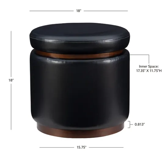 Kirkland's Home Round Faux Leather Storage Ottoman- Benches & Ottomans
