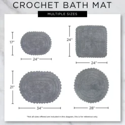 Kirkland's Home Round French Crochet Bath Mat, 28 In.- Bathroom Rugs