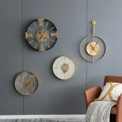 Kirkland's Home Round Gold Gears Wall Clock- Clocks
