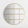 Kirkland's Home Round Gold Windowpane Wall Mirror- Decorative Mirrors