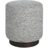 Kirkland's Home Round Gray & Blue Upholstered Ottoman- Benches & Ottomans