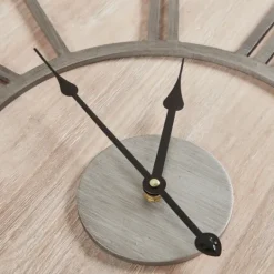 Kirkland's Home Round Gray And Natural Wooden Wall Clock- Clocks