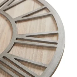 Kirkland's Home Round Gray And Natural Wooden Wall Clock- Clocks