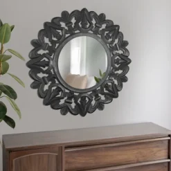 Kirkland's Home Round Hand Carved Mandala Medallion Mirror- Decorative Mirrors
