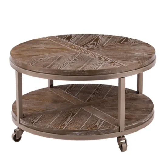 Kirkland's Home Round Kona Rolling Coffee Table- Coffee Tables