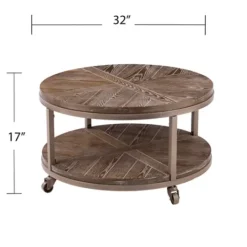 Kirkland's Home Round Kona Rolling Coffee Table- Coffee Tables