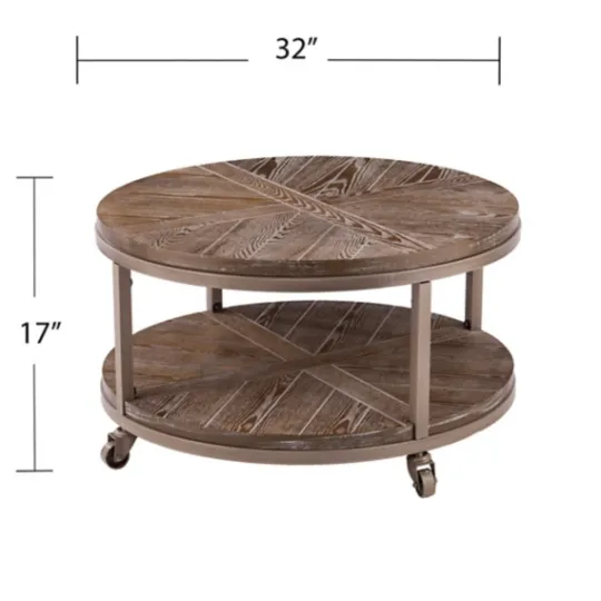 Kirkland's Home Round Kona Rolling Coffee Table- Coffee Tables
