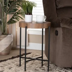 Kirkland's Home Round Light Wood X Base Accent Table- Accent & End Tables