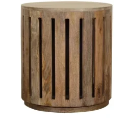 Kirkland's Home Round Mango Wood Drum Accent Table- Accent & End Tables