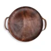 Kirkland's Home Round Mango Wood Tray With Leather Handles- Decorative Trays