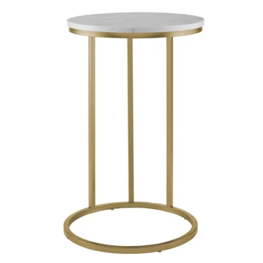 Kirkland's Home Round Marble And Gold C-Table- Accent & End Tables