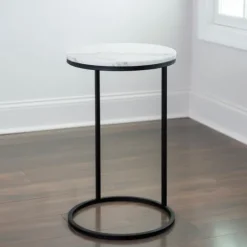 Kirkland's Home Round Marble C-Table- Accent & End Tables