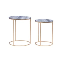 Kirkland's Home Round Marble Nesting 2-Pc. Accent Table Set- Accent & End Tables