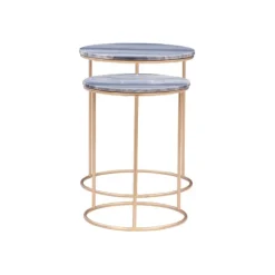 Kirkland's Home Round Marble Nesting 2-Pc. Accent Table Set- Accent & End Tables