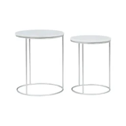 Kirkland's Home Round Marble Nesting 2-Pc. Accent Table Set- Accent & End Tables