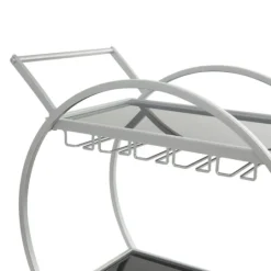 Kirkland's Home Round Metal And Glass 2-Ter Bar Cart- Kitchen Islands & Bar Carts
