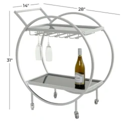 Kirkland's Home Round Metal And Glass 2-Ter Bar Cart- Kitchen Islands & Bar Carts