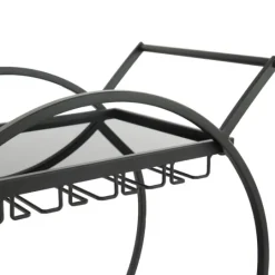 Kirkland's Home Round Metal And Glass 2-Ter Bar Cart- Kitchen Islands & Bar Carts