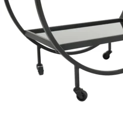 Kirkland's Home Round Metal And Glass 2-Ter Bar Cart- Kitchen Islands & Bar Carts